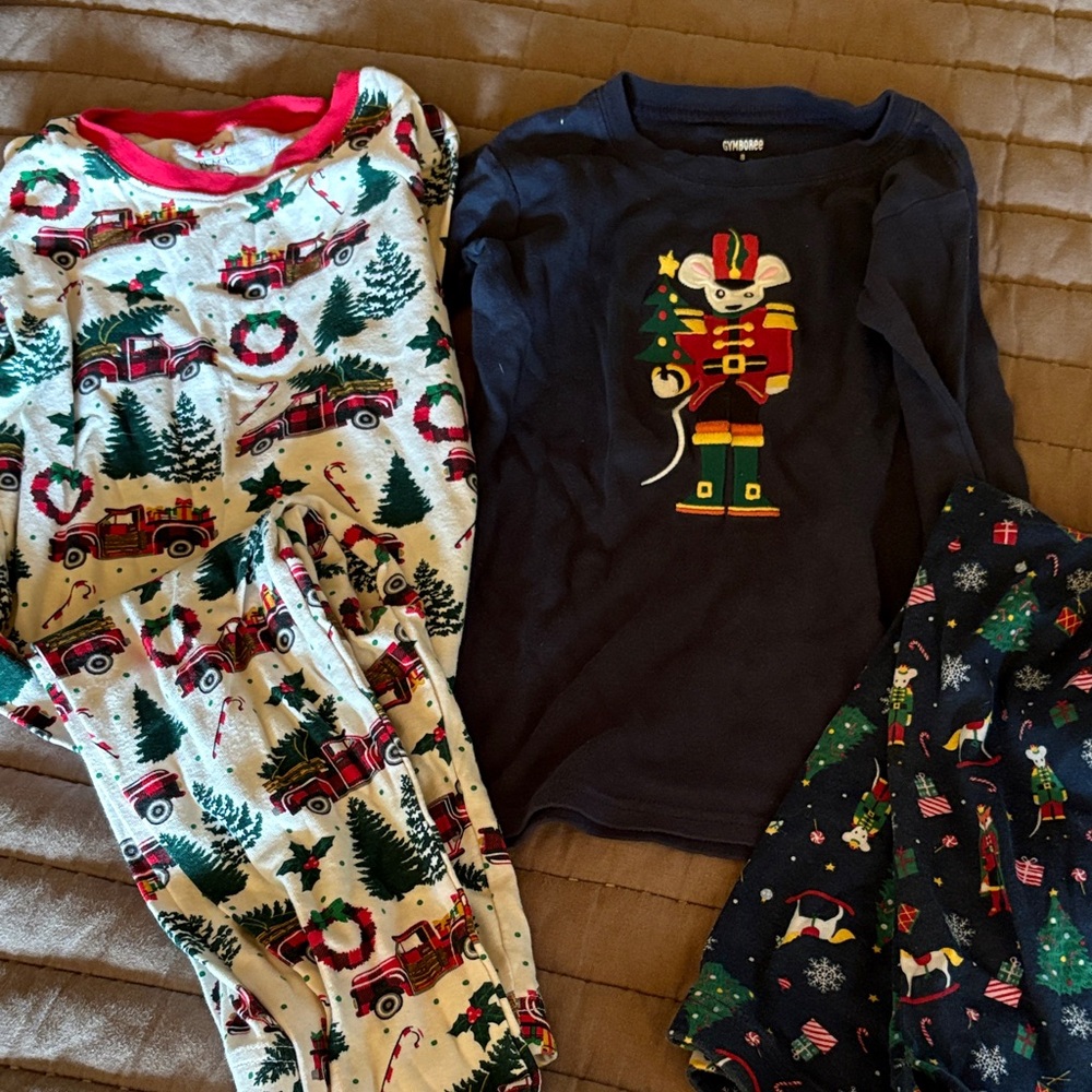 Carter's Festive Pajama Set - Cream, Blue, Red